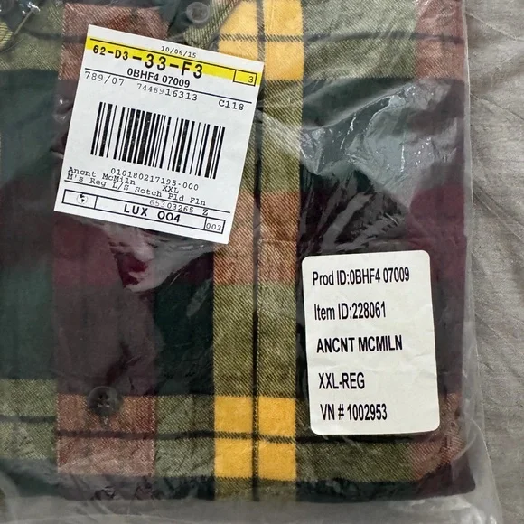 L.L. Bean Scotch Plaid Flannel Shirt XXL Trad Fit Ancient MacMillan Tartan NWT - Picture 3 of 4
